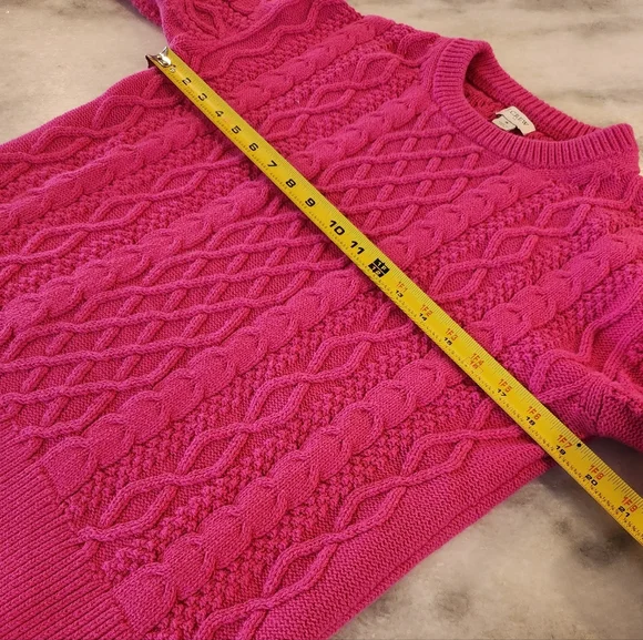 J. Crew Factory Pink Cable Knit Cotton Sweater - Women's Size Small - Picture 4 of 7